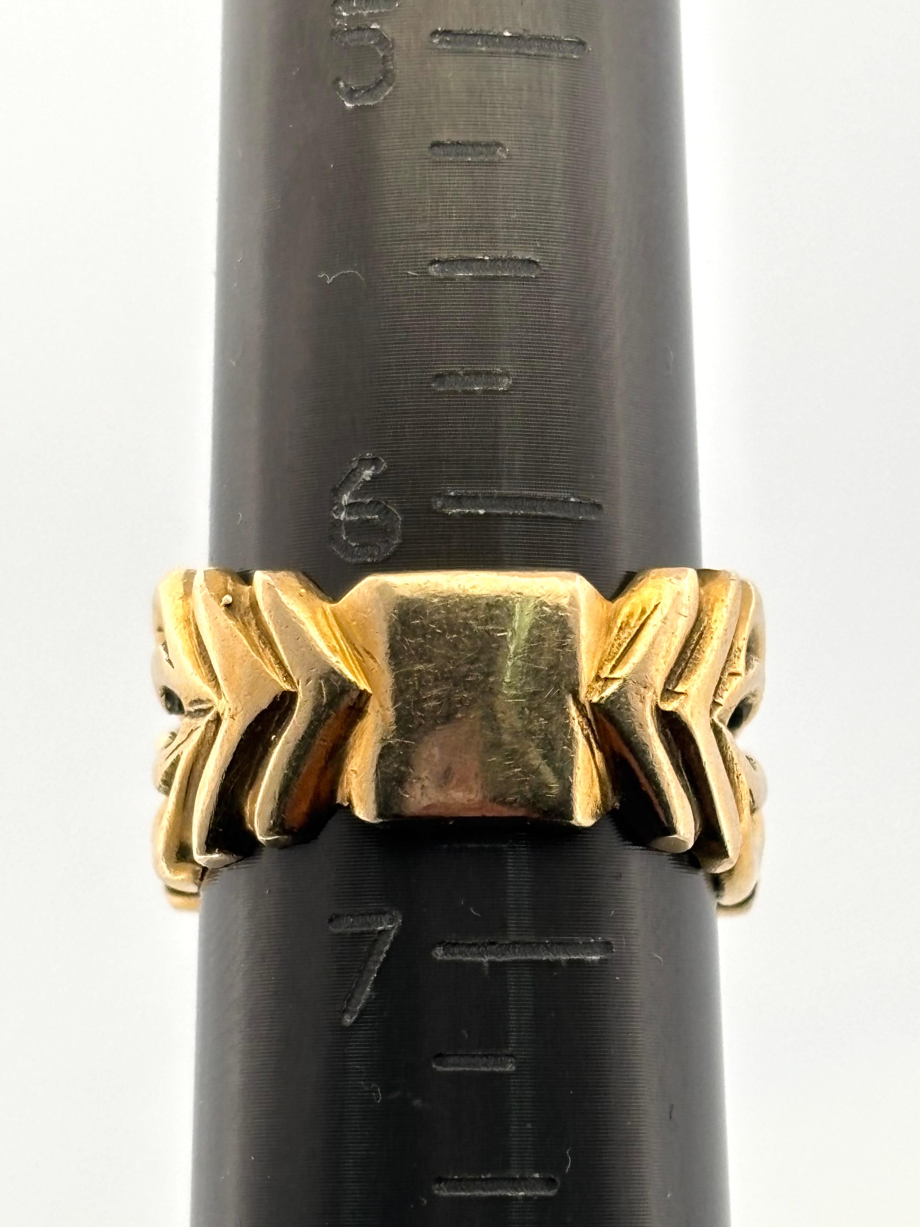 Bague en or jaune 14K à large bande d'opale et de diamants Taille 6.75 Bon état - En vente à Sewickley, PA