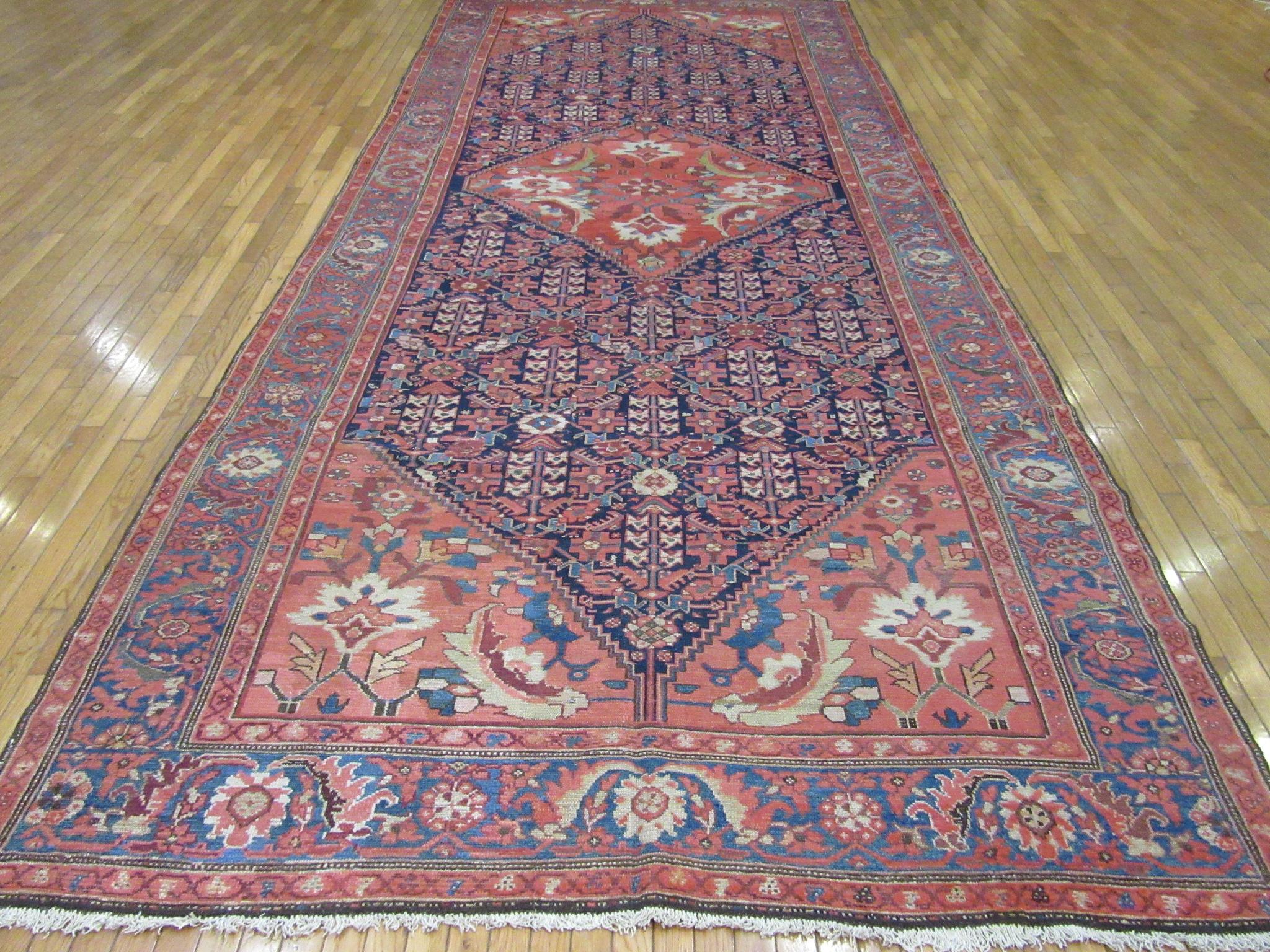 Antique Wide and Long Hand Knotted Wool Persian Malayer Rug For Sale 5