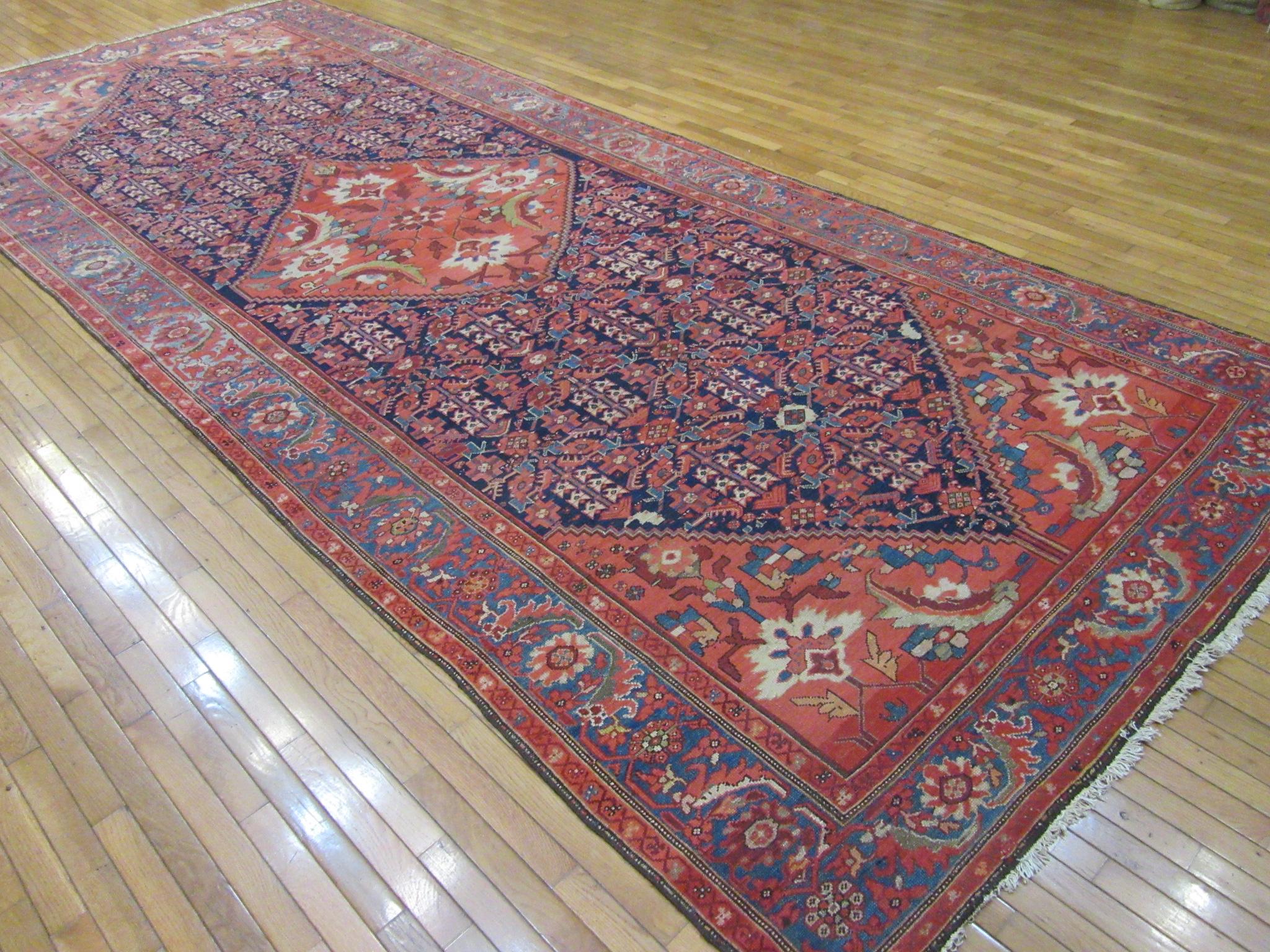 Antique Wide and Long Hand Knotted Wool Persian Malayer Rug For Sale 6