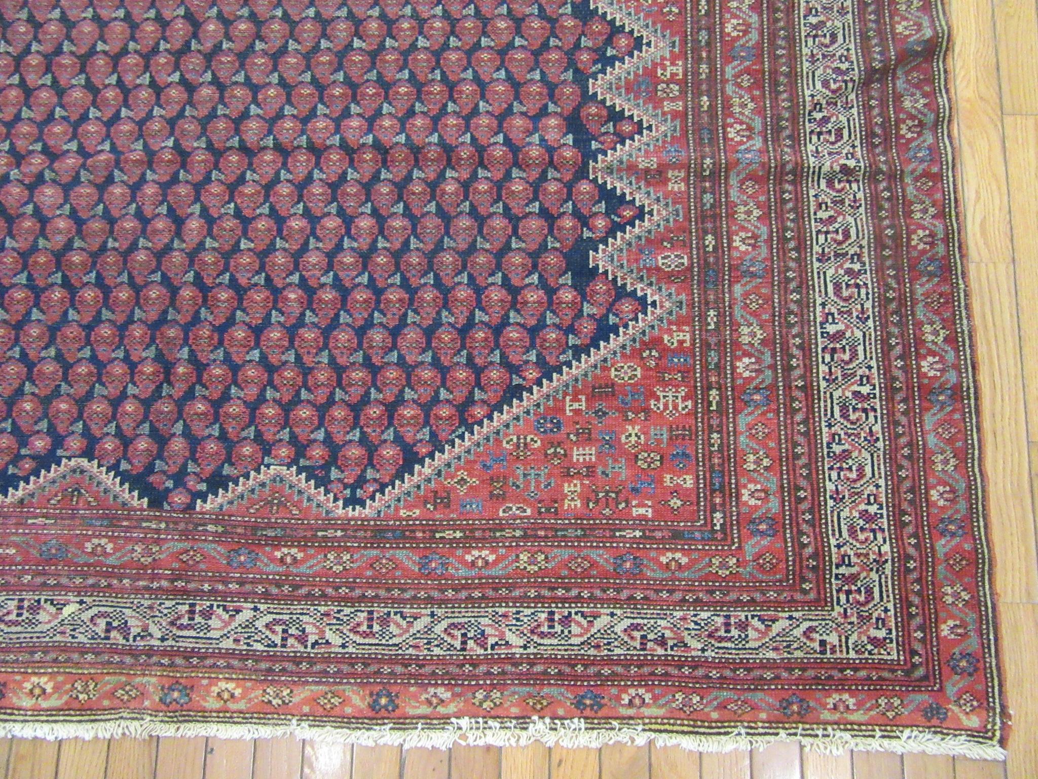 Hand-Knotted Antique Wide and Long Hand Knotted Wool Persian Malayyer Rug For Sale