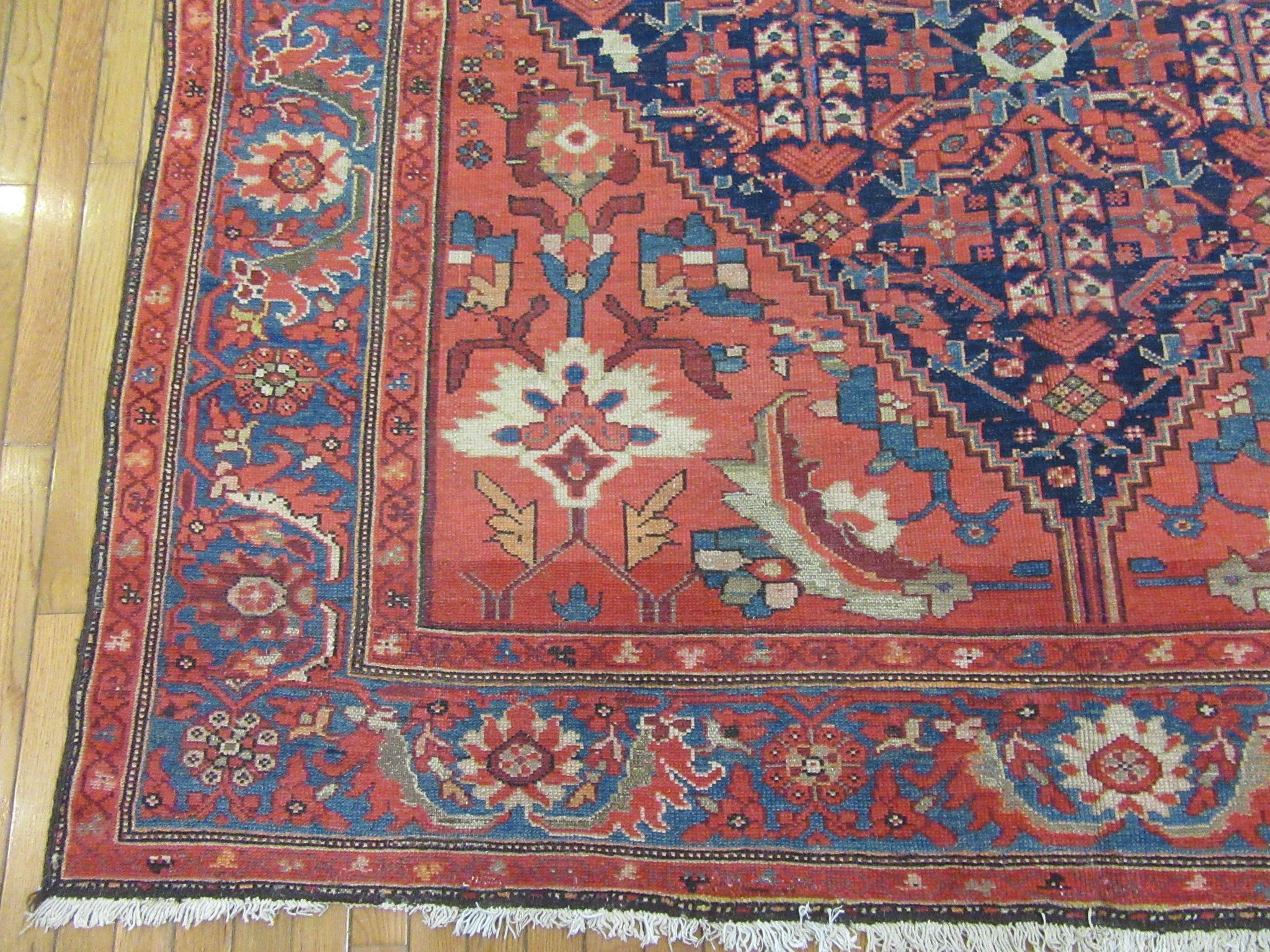 Antique Wide and Long Hand Knotted Wool Persian Malayer Rug In Good Condition For Sale In Atlanta, GA