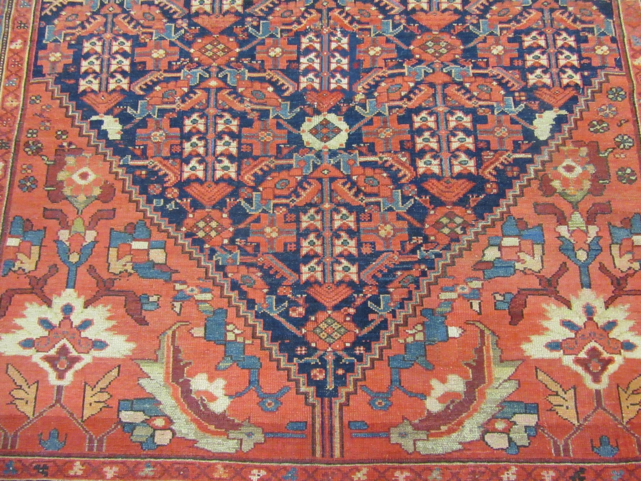 20th Century Antique Wide and Long Hand Knotted Wool Persian Malayer Rug For Sale