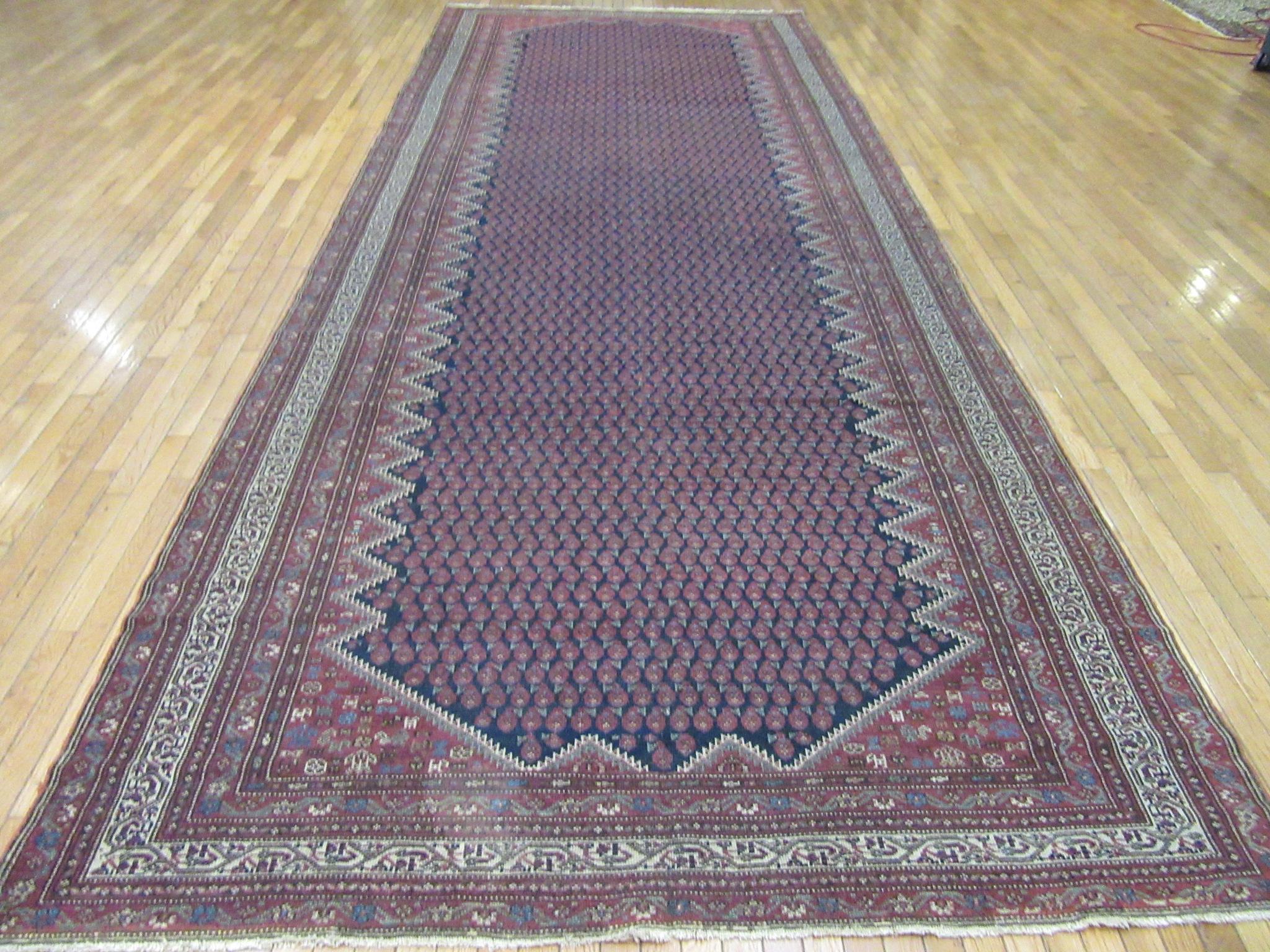 Antique Wide and Long Hand Knotted Wool Persian Malayyer Rug For Sale 1
