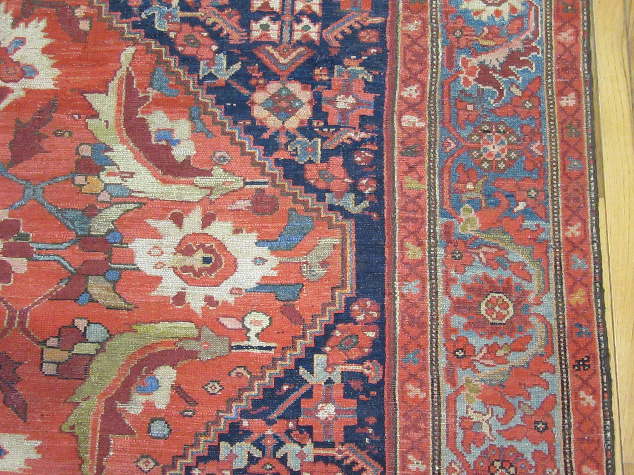 Antique Wide and Long Hand Knotted Wool Persian Malayer Rug For Sale 2