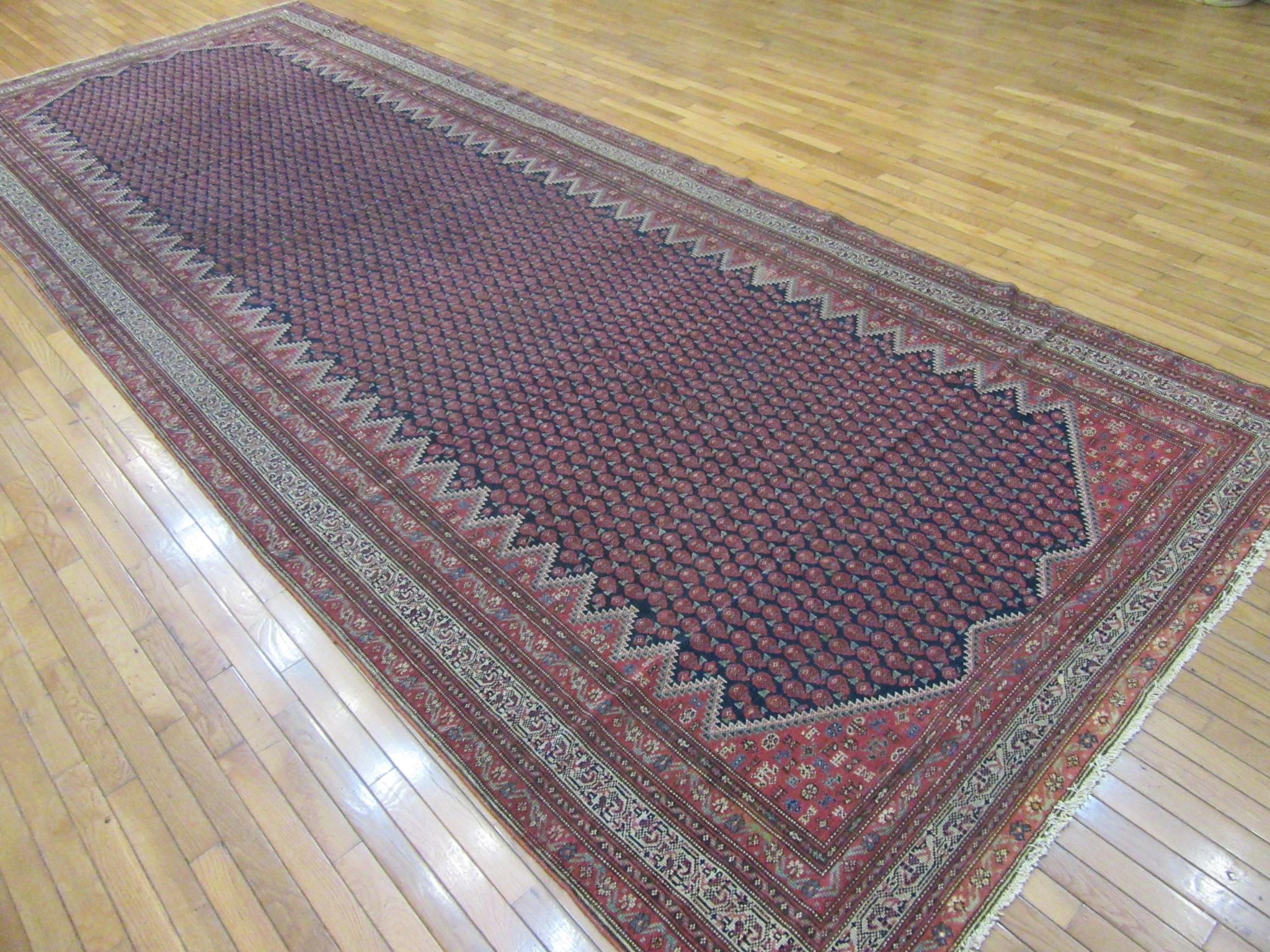 Antique Wide and Long Hand Knotted Wool Persian Malayyer Rug For Sale 2
