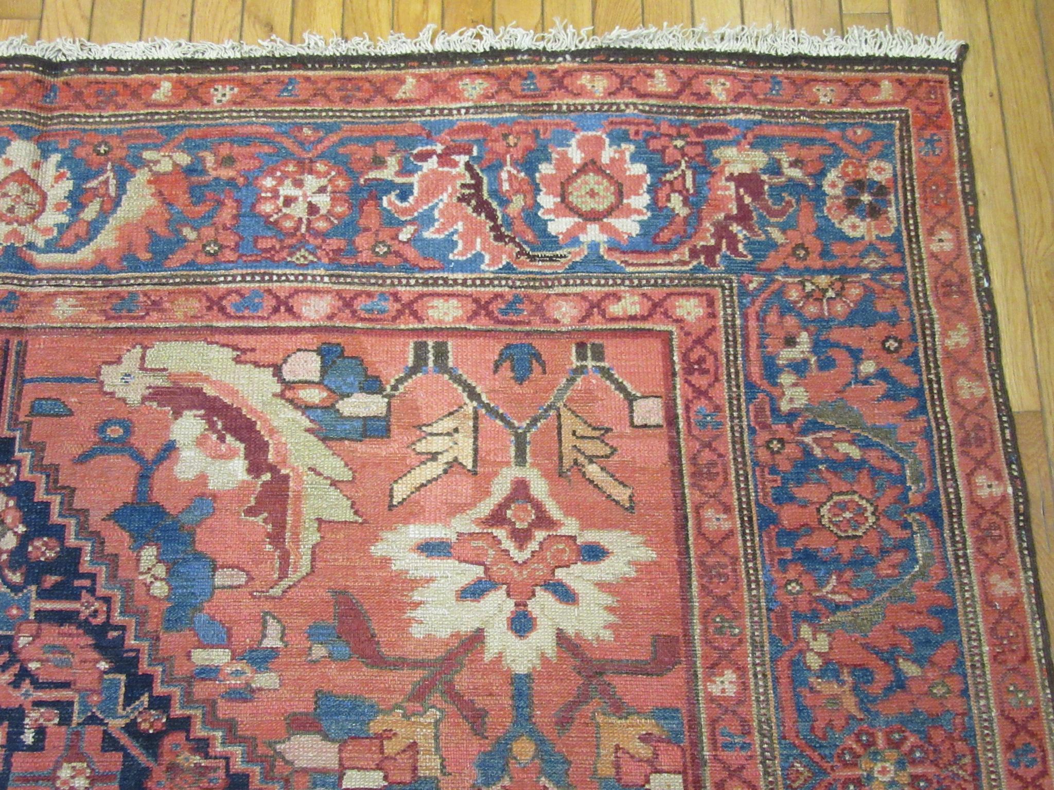 Antique Wide and Long Hand Knotted Wool Persian Malayer Rug For Sale 3