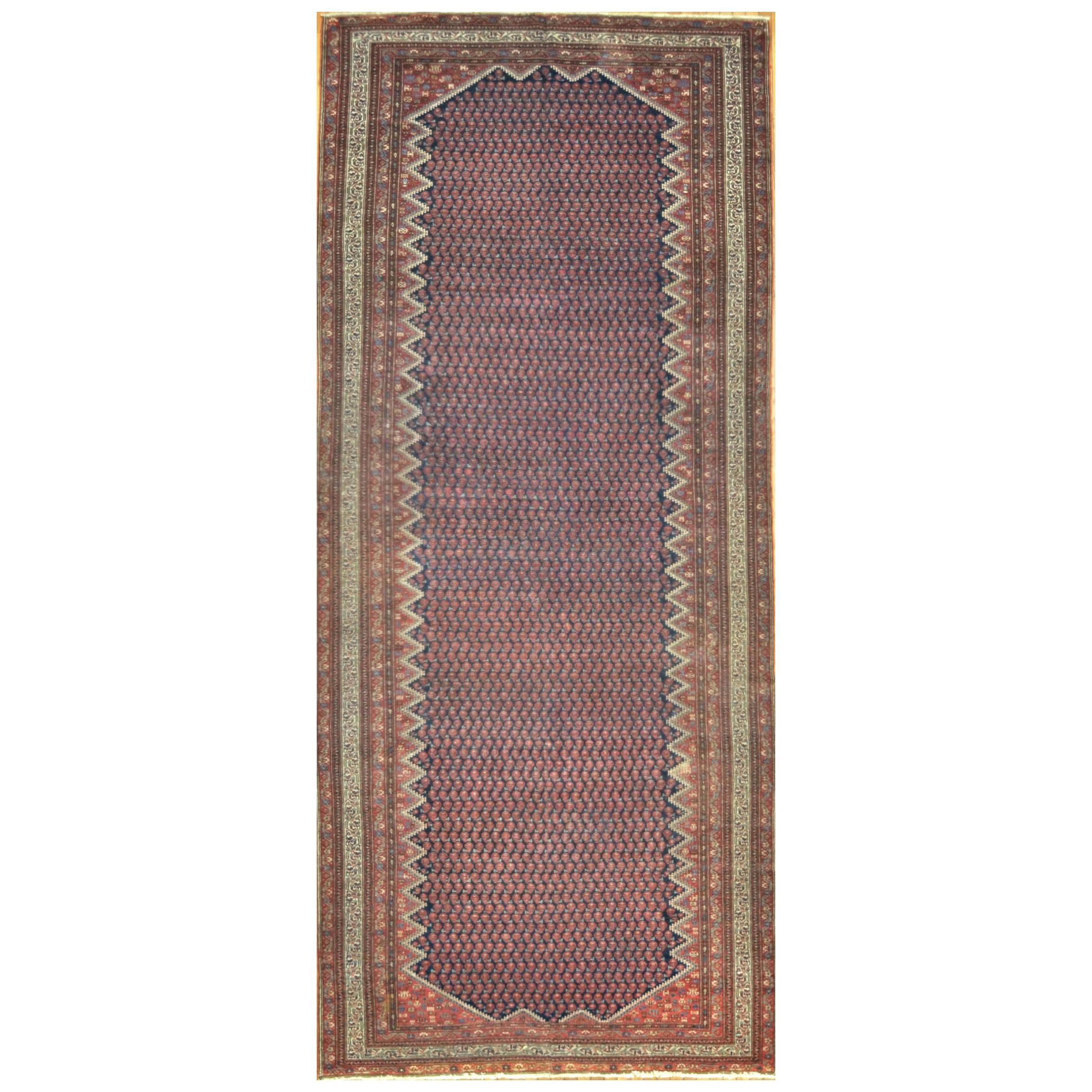 Antique Wide and Long Hand Knotted Wool Persian Malayyer Rug For Sale