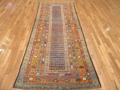 Antique Handmade Wool Wide Persian Kurdish Runner Rug