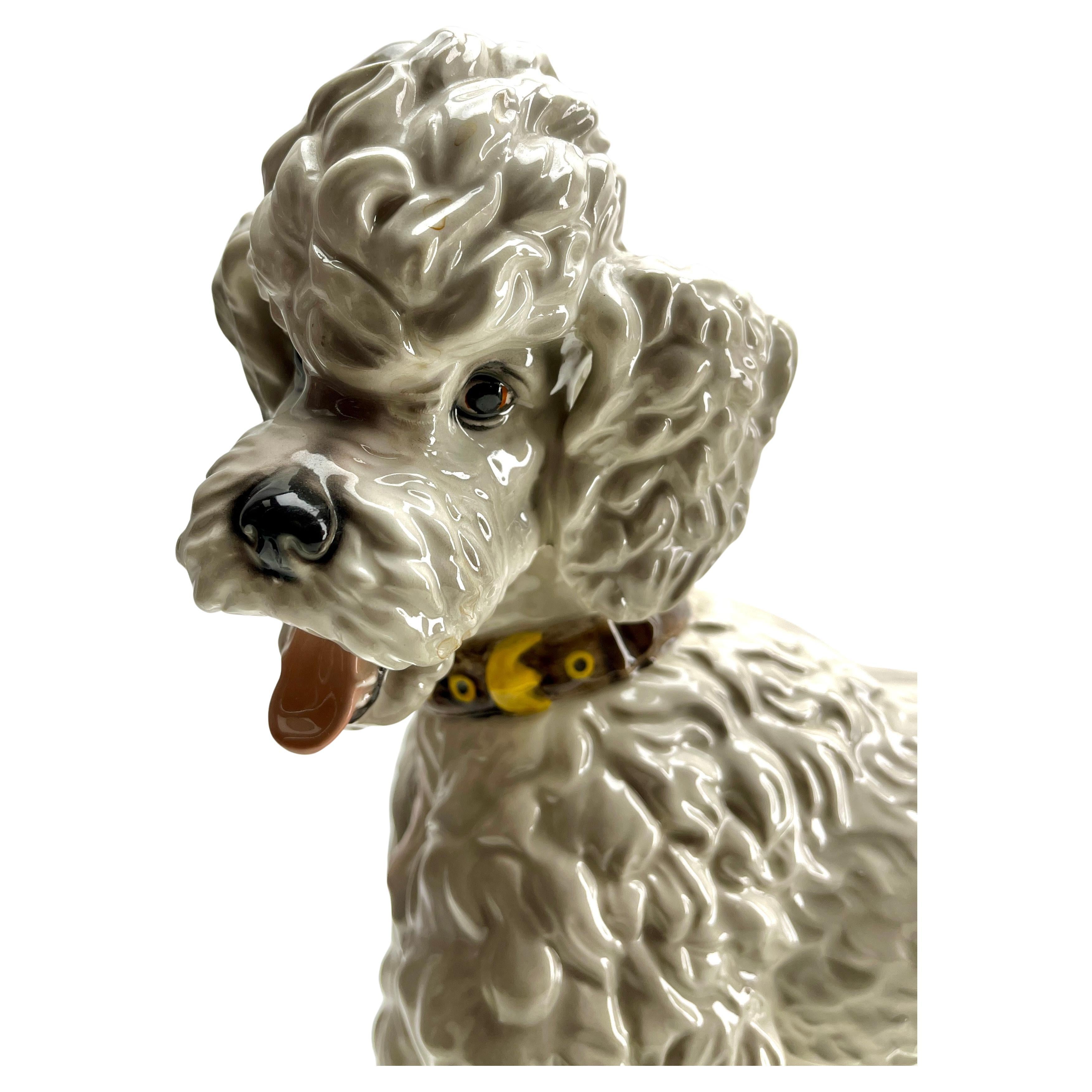 Art Deco Antique Wien Keramos Austria Porcelain Poodle 1930's For Sale