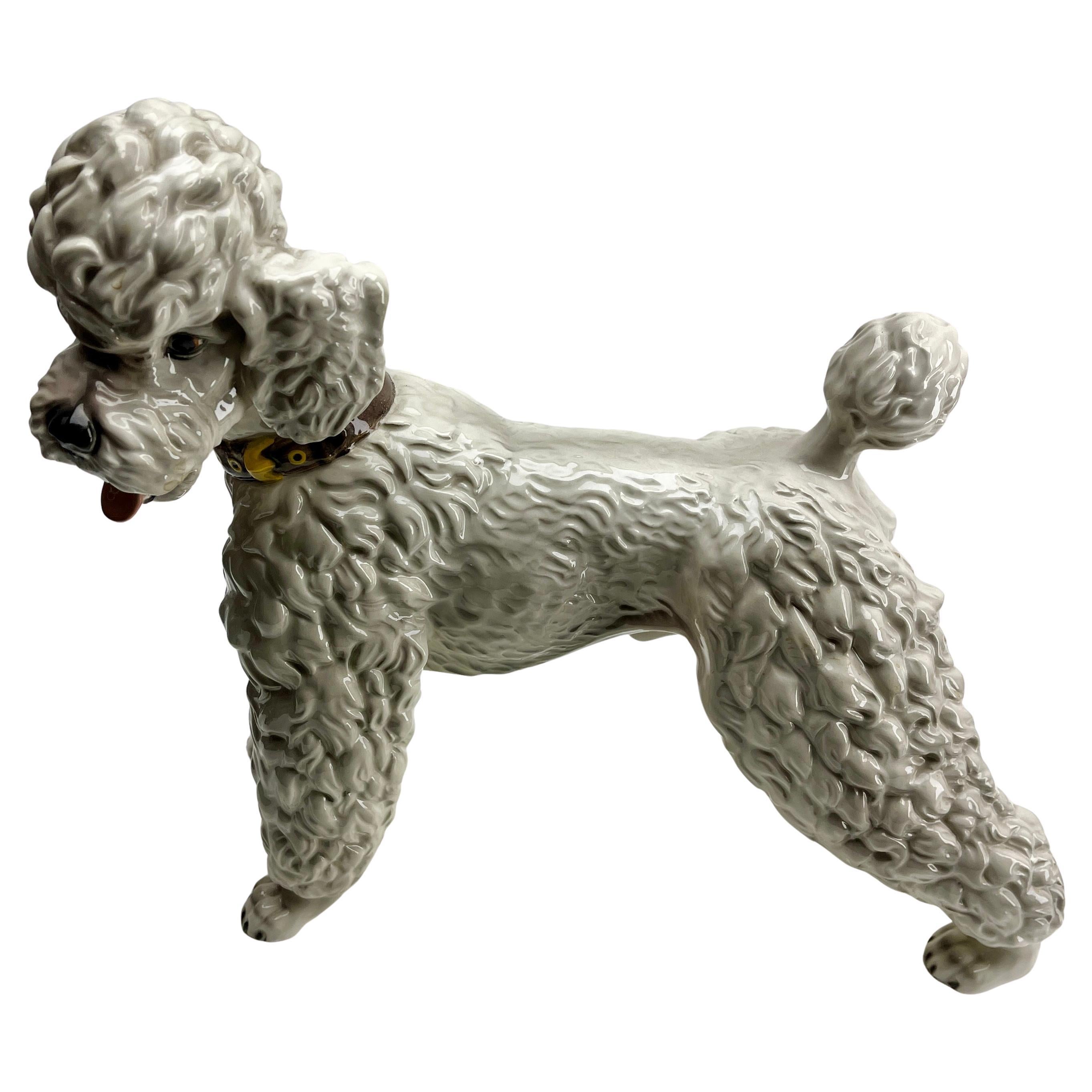 Mid-20th Century Antique Wien Keramos Austria Porcelain Poodle 1930's For Sale