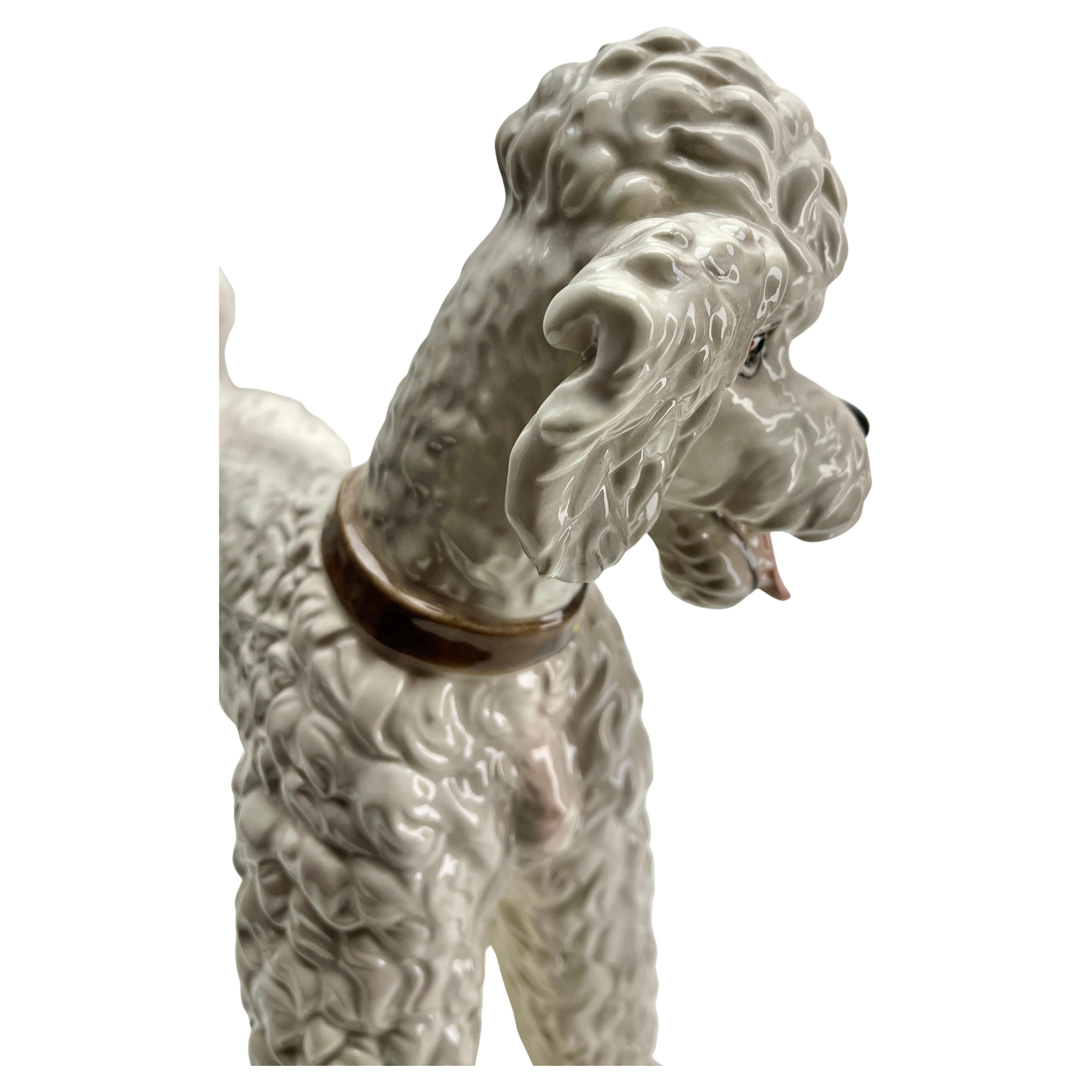Ceramic Antique Wien Keramos Austria Porcelain Poodle 1930's For Sale