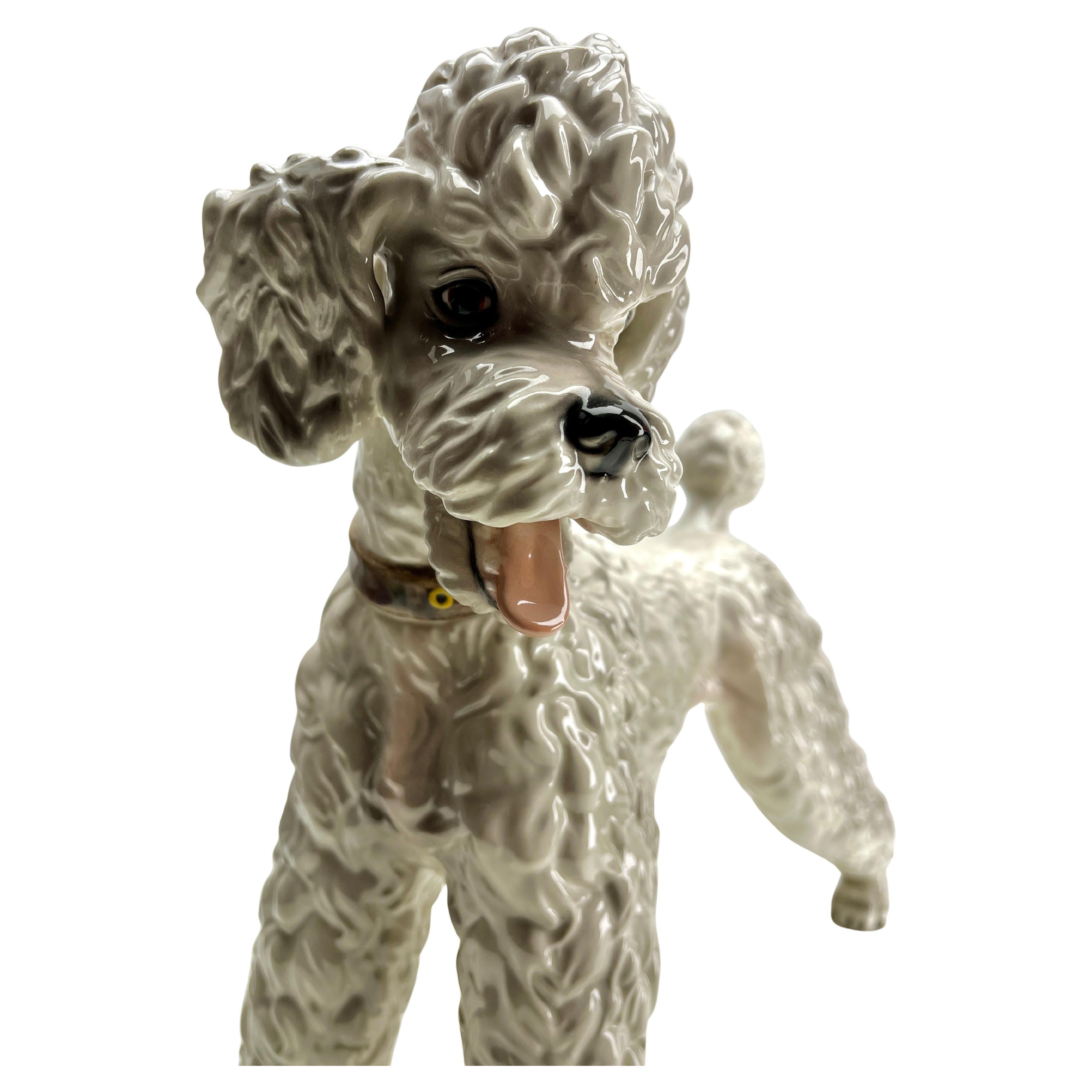 Antique Wien Keramos Austria Porcelain Poodle 1930's For Sale 1