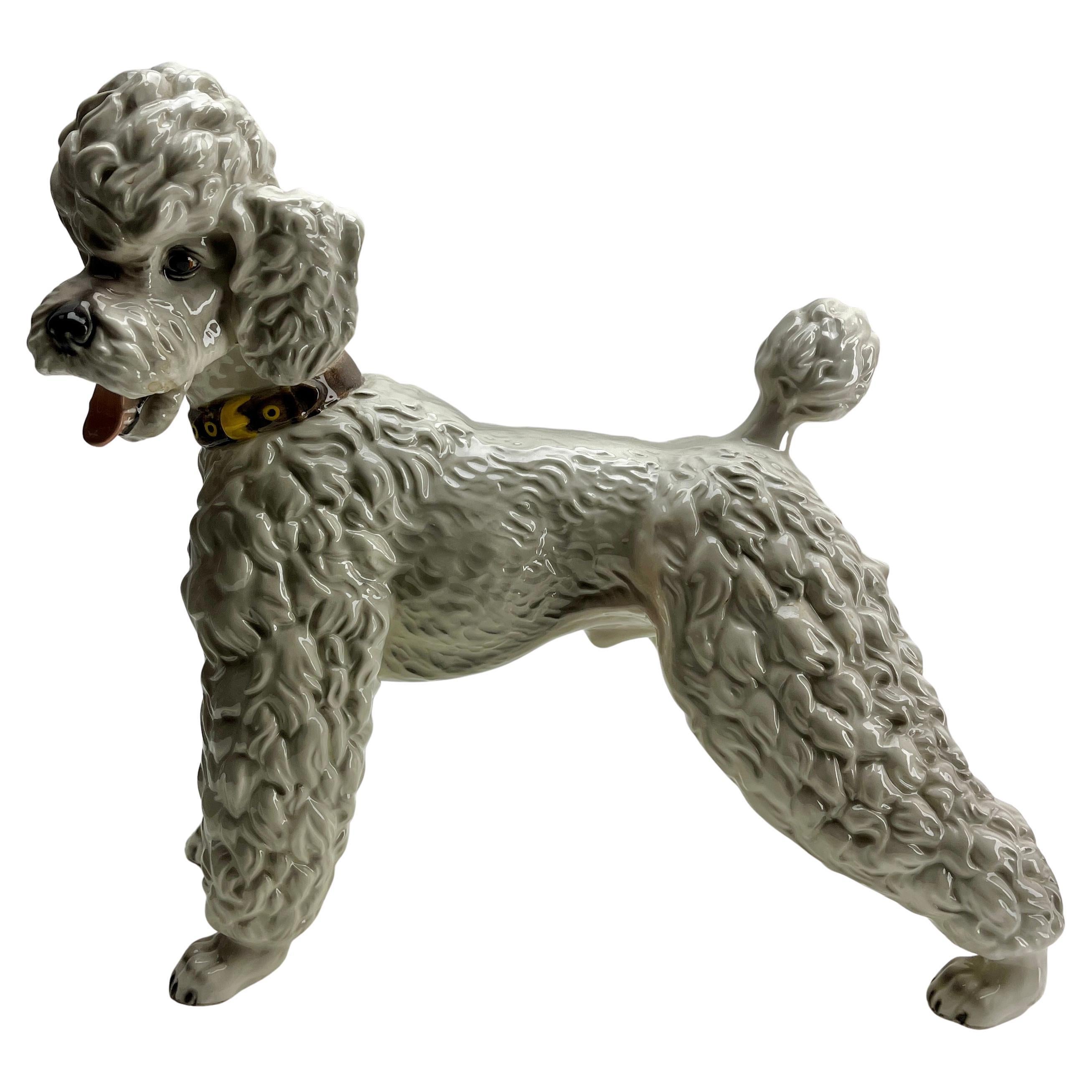 Antique Wien Keramos Austria Porcelain Poodle 1930's For Sale