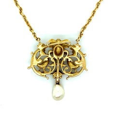 Antique Wiese Gold Pearl Necklace