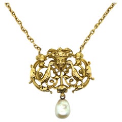 Antique Wiese Gold Pearl Necklace