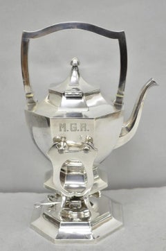 Antike Wilcox Art Deco Versilberte Kipp-Kaffeekanne auf Ständer "M.G.R."