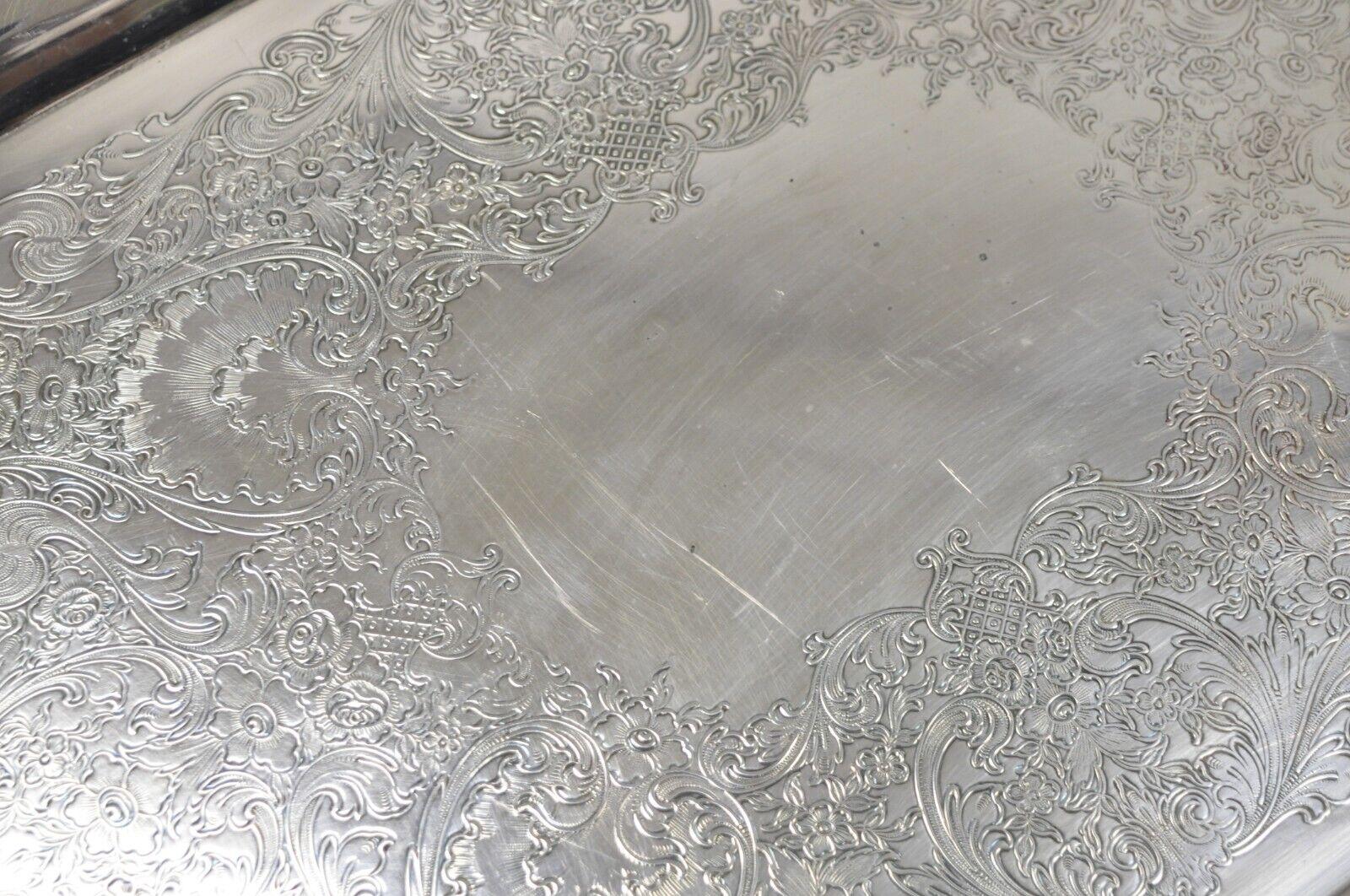 Antique Wilcox International Silver Co. American Rose 7391 Serving Platter Tray In Good Condition In Philadelphia, PA