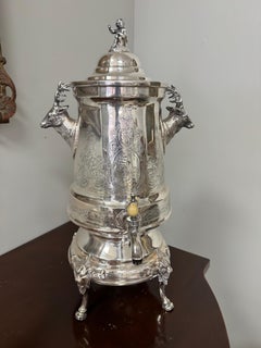 Antique Wilcox Silver Plate Co. silver-plated figural cistern or samovar.