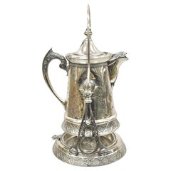 Antique Wilcox Silver Plate Co Victorian Porcelain Lined Tilting Coffee Tea Pot