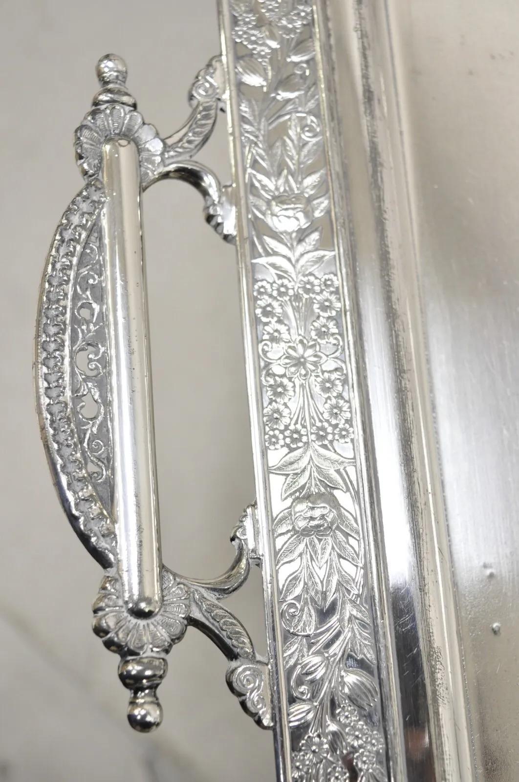 Antique Wilcox Victorian Aesthetic Movement Silver Plated Serving Platter Tray For Sale 8