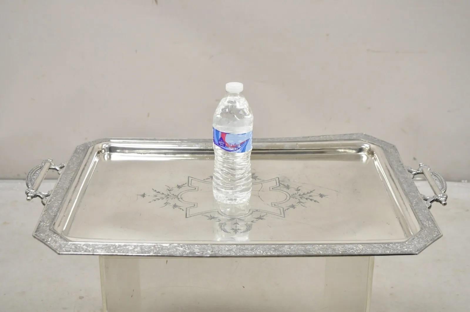 Antique Wilcox Victorian Aesthetic Movement Silver Plated Serving Platter Tray. Circa Early 20th Century. Measurements: 1.5
