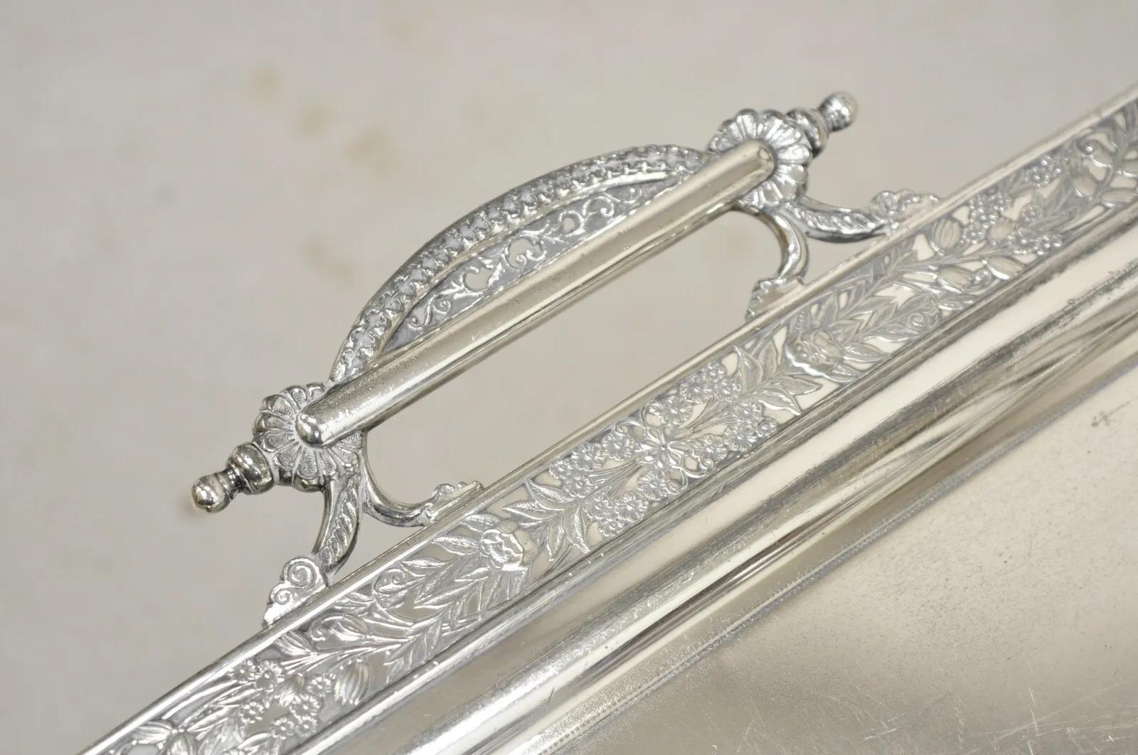 Antique Wilcox Victorian Aesthetic Movement Silver Plated Serving Platter Tray For Sale 2