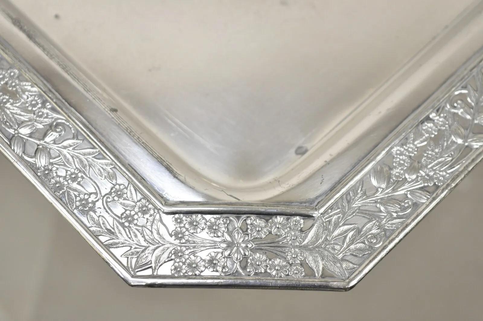 Antique Wilcox Victorian Aesthetic Movement Silver Plated Serving Platter Tray For Sale 3