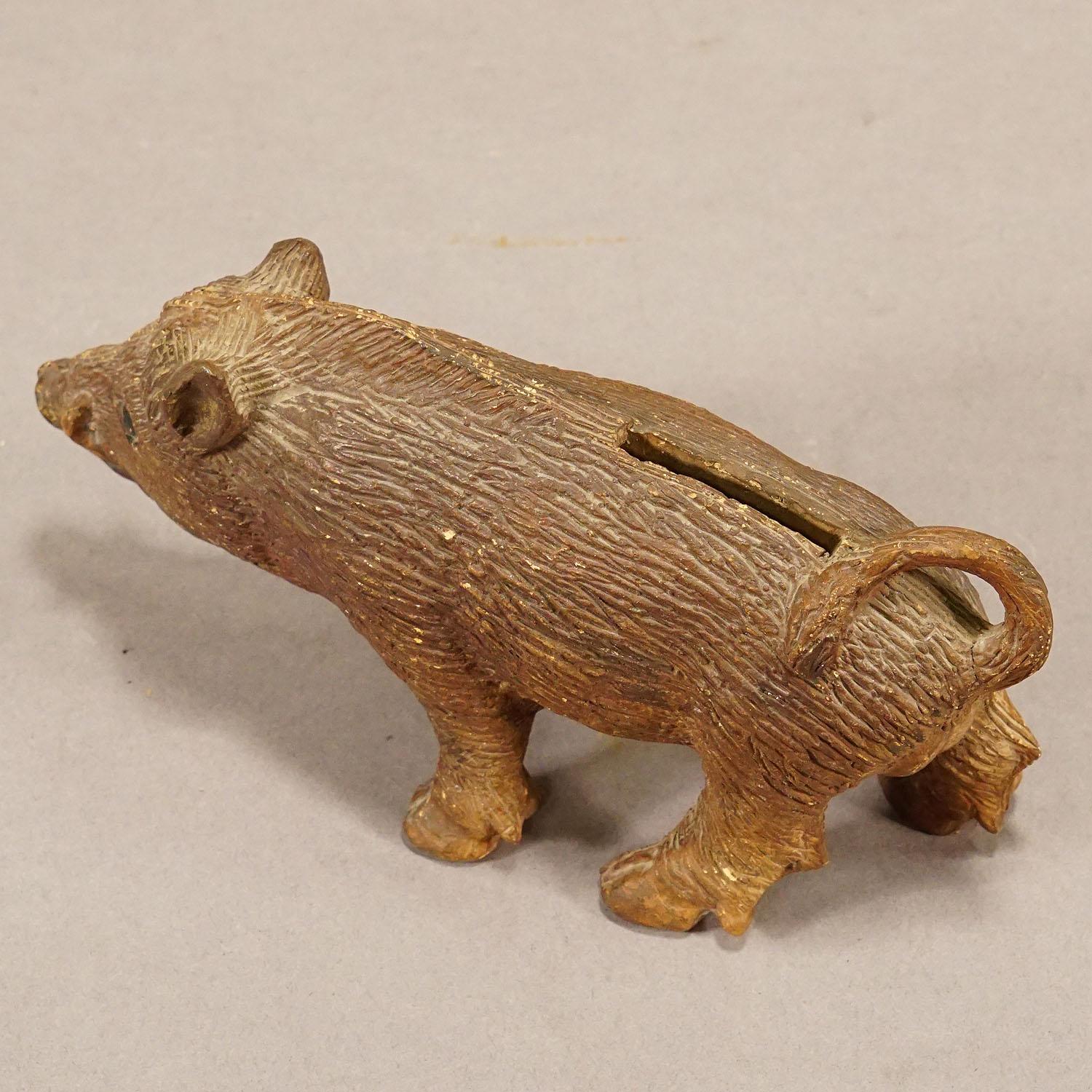 Antikes Wildschwein-Sparschwein aus Lehm im Zustand „Gut“ im Angebot in Berghuelen, DE