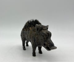 Antique Wild Boar Sculpture Feather Scraper, 1900