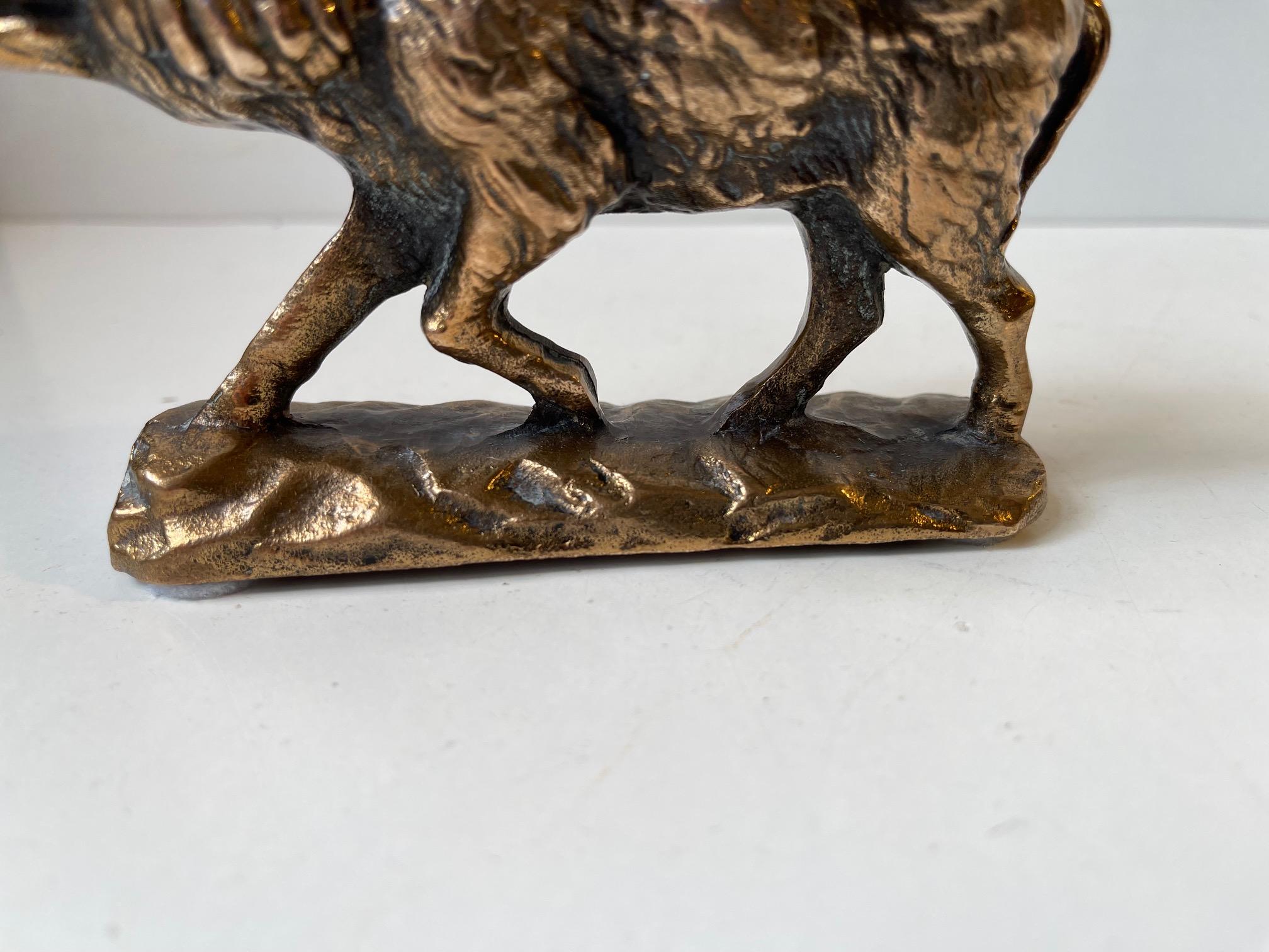 French Antique Wild Boar Sculpture in Bronze, France, 1920s For Sale