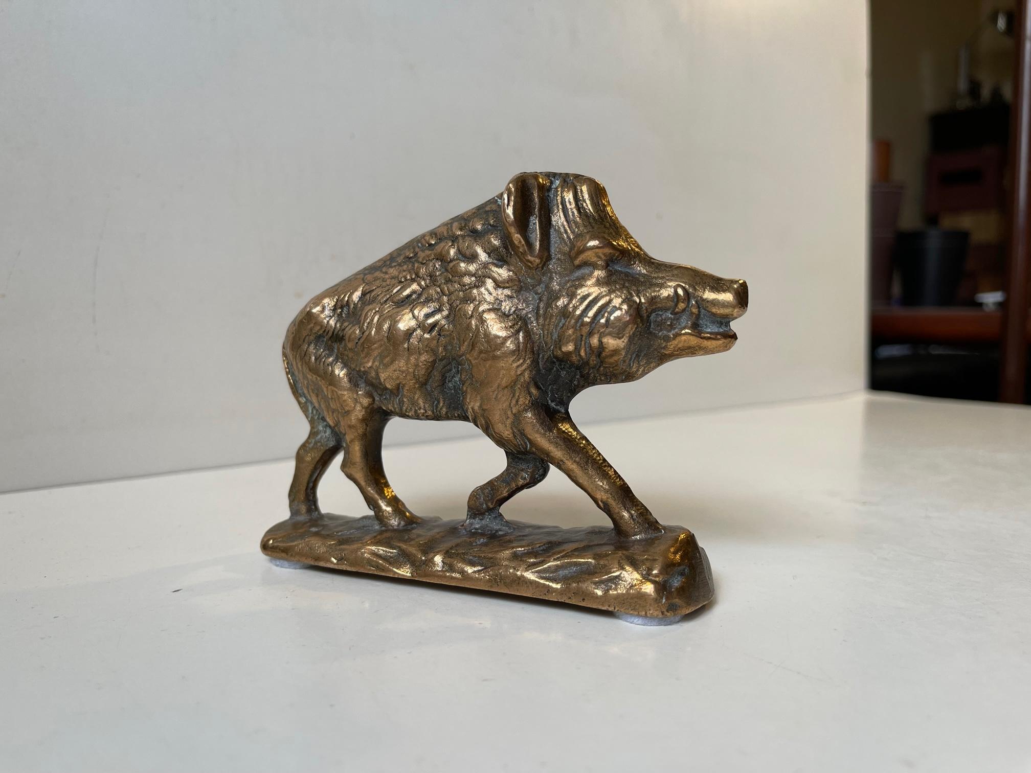 Antique Wild Boar Sculpture in Bronze, France, 1920s In Good Condition For Sale In Esbjerg, DK