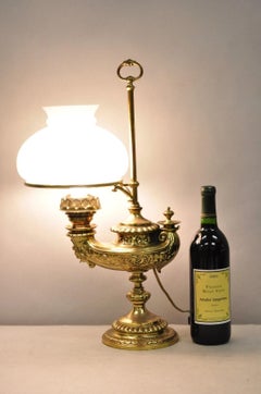 Antique Wild & Wessel Italian Classical Style Brass Figural Lantern Desk Lamp