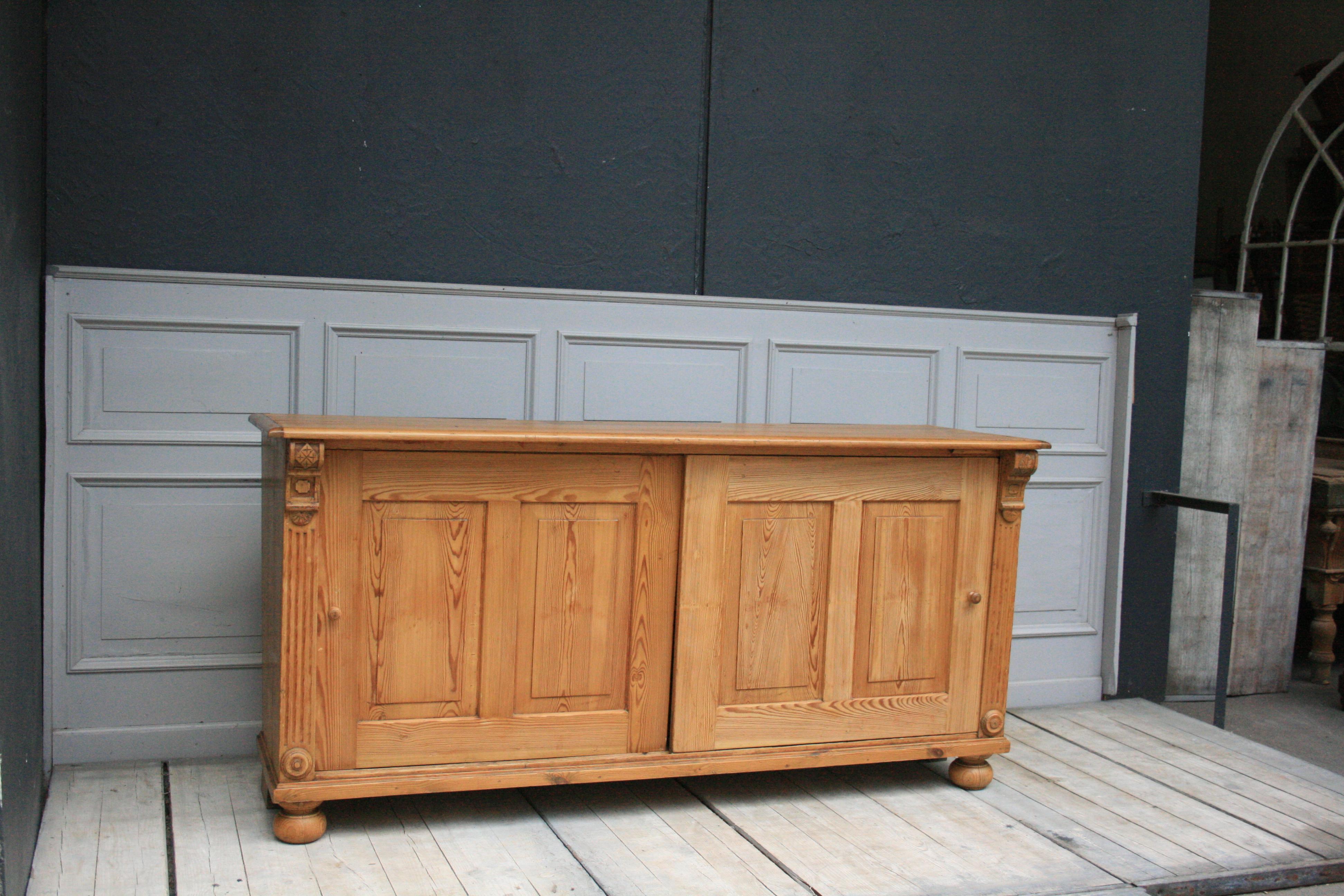 German Antique Wilhelminian Sideboard with Sliding Doors, circa 1860