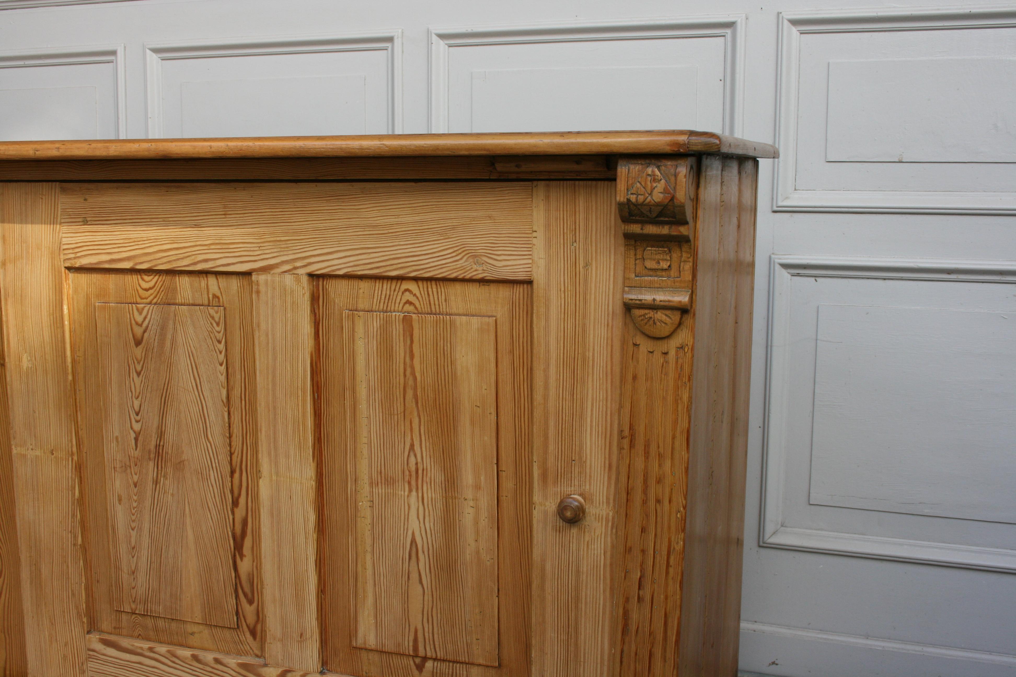 Fir Antique Wilhelminian Sideboard with Sliding Doors, circa 1860