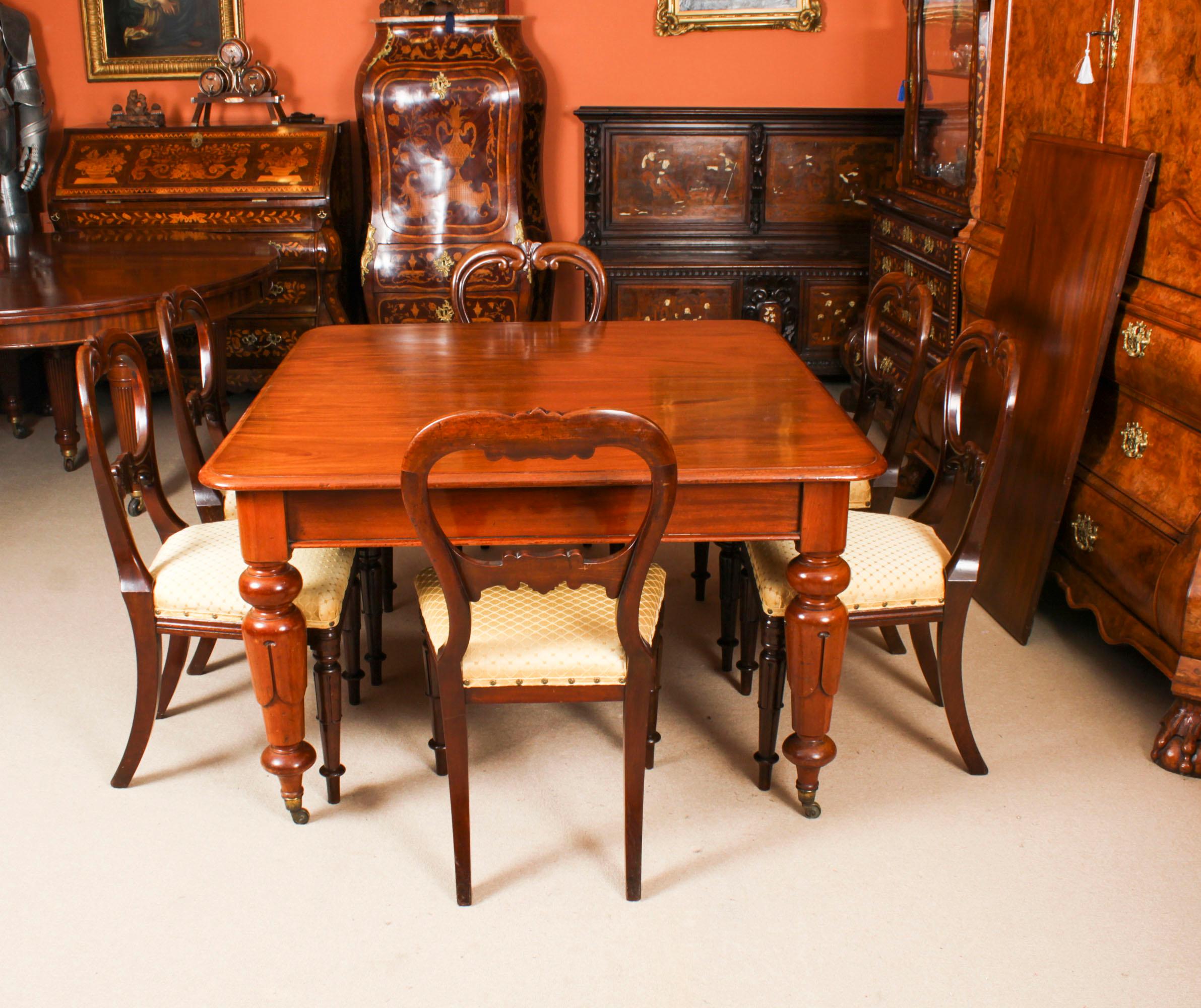 Antique Wiliam IV Mahogany Extending Dining Table & 6 chairs 19th Century 4