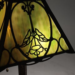 Antique Wilkinson Arts & Crafts Four-Panel Slag Glass Table Lamp c1920