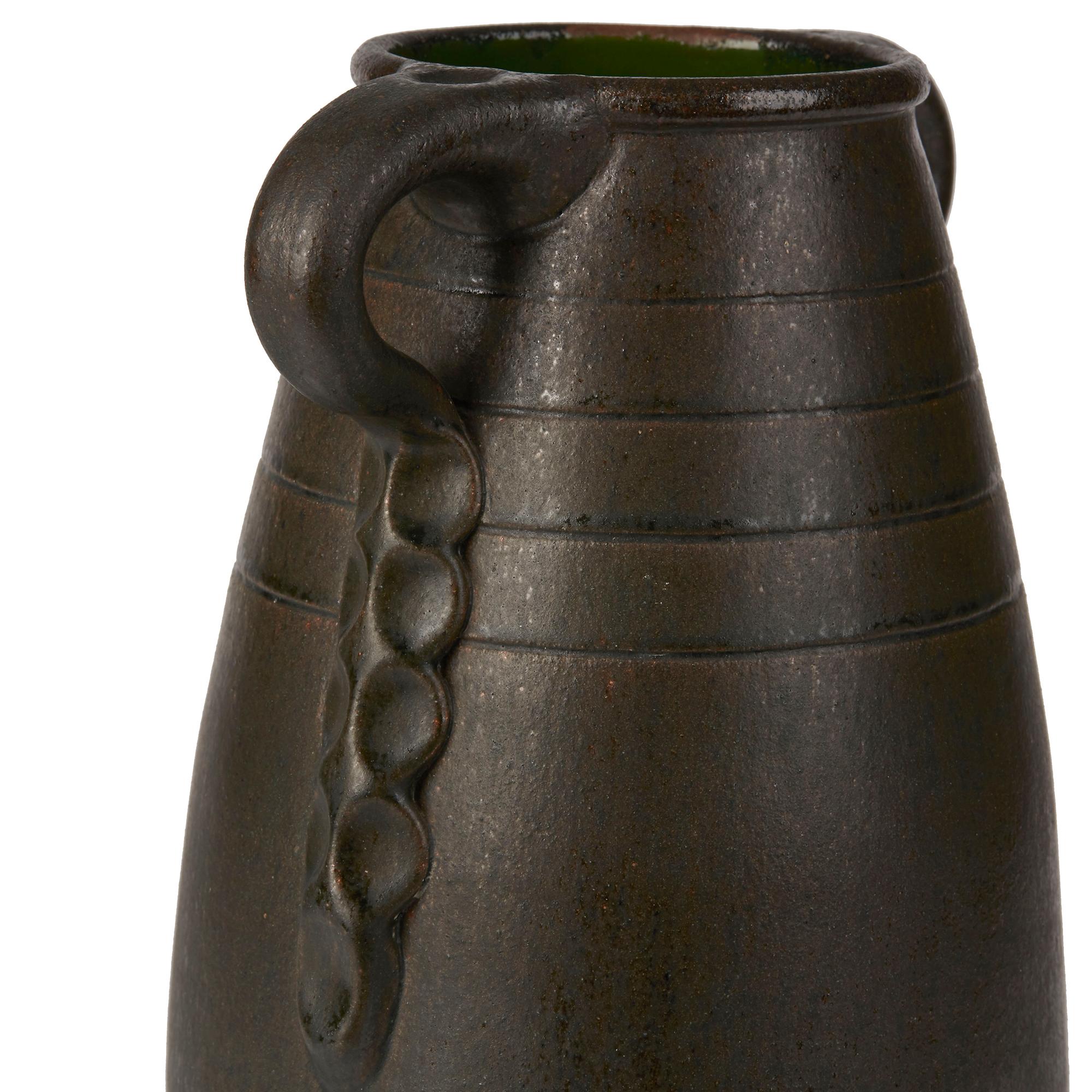 Antique Willem Brouwer Art Pottery Twin Handled Vase Dated 1911 In Good Condition In Bishop's Stortford, Hertfordshire