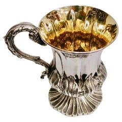 Antique William 1V Silver Christening Mug With Acanthus Leaf Design 1831