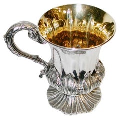 Antique William 1V Silver Christening Mug With Acanthus Leaf Design 1831