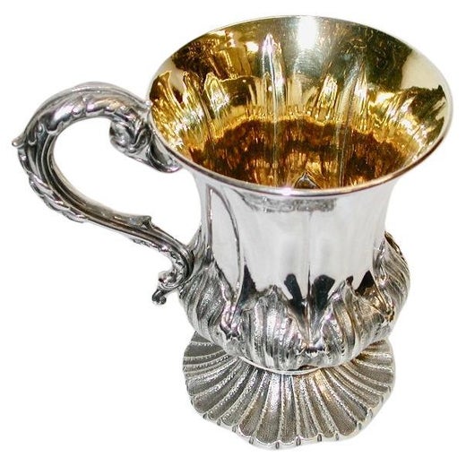 Antique William 1V Silver Christening Mug With Acanthus Leaf Design 1831