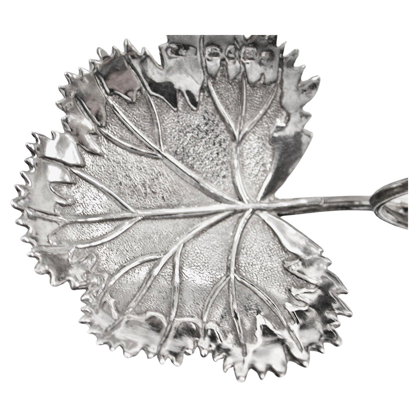 Inglese Antico cucchiaio d'argento William Williams 1V Strawberry Leaf Caddy Taylor & Perry Birmingham in vendita