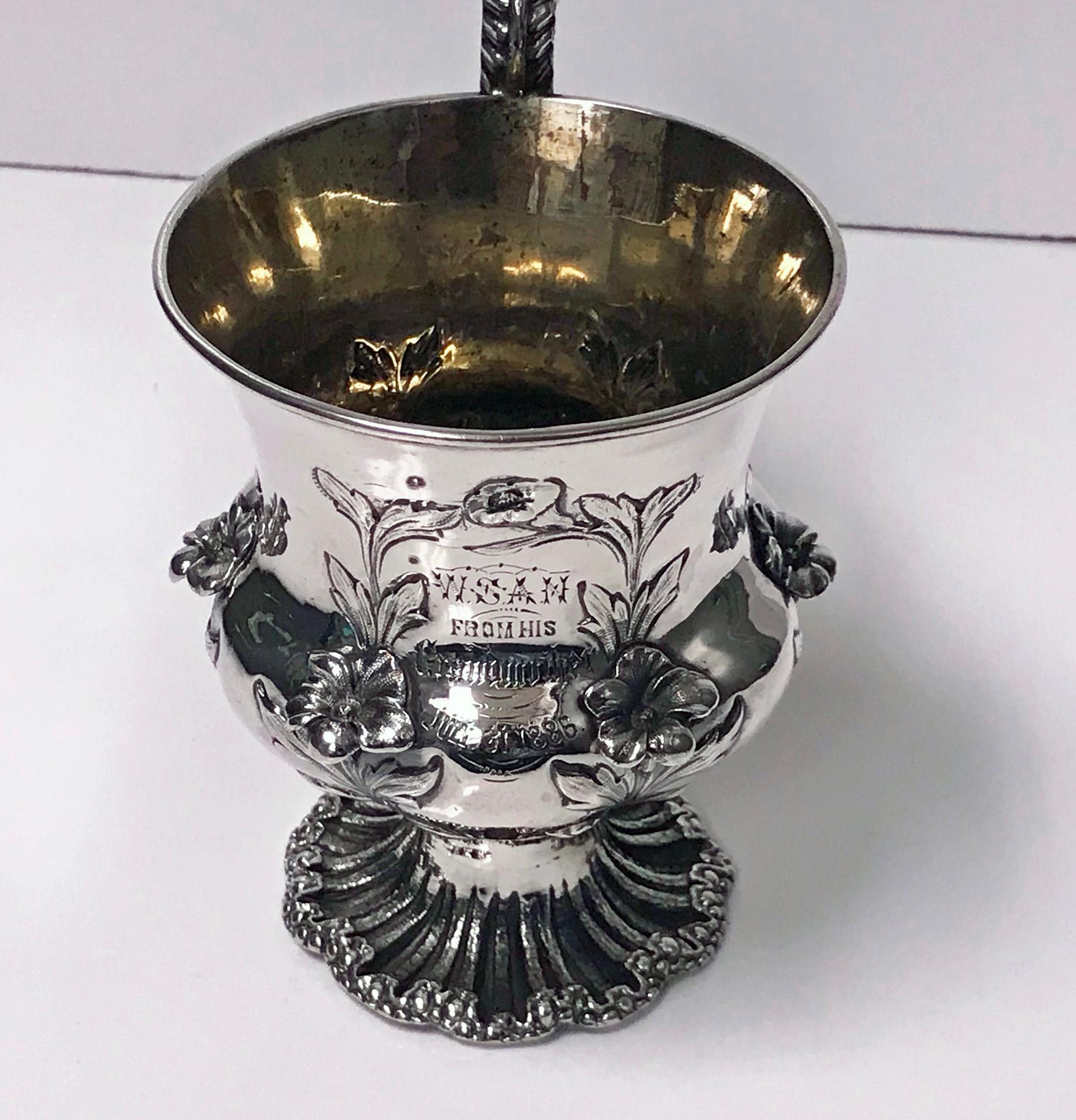 Rococo Antique William IV Sterling Silver Large Mug, London, 1834, Jonathan For Sale