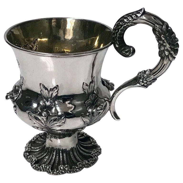 Antique William IV Sterling Silver Large Mug, London, 1834, Jonathan For Sale