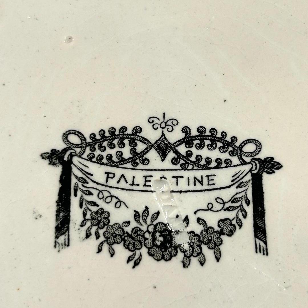 Anglais Bol ancien Transferware de Staffordshire noir Palestine de William Adams IV & Son en vente