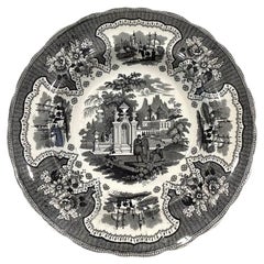 Used William Adams IV & Son Black “Palestine” Staffordshire Transferware Bowl