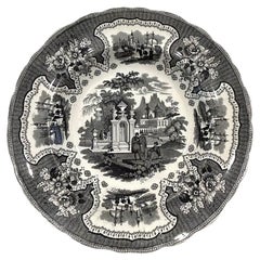 Antike William Adams IV & Sohn Schale aus schwarzem Palästina Staffordshire Transferware