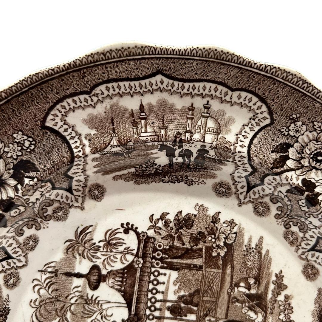 Victorian Antique William Adams iv & Sons Brown Staffordshire “Palestine” Plate