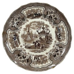 Antique William Adams iv & Sons Brown Staffordshire “Palestine” Plate