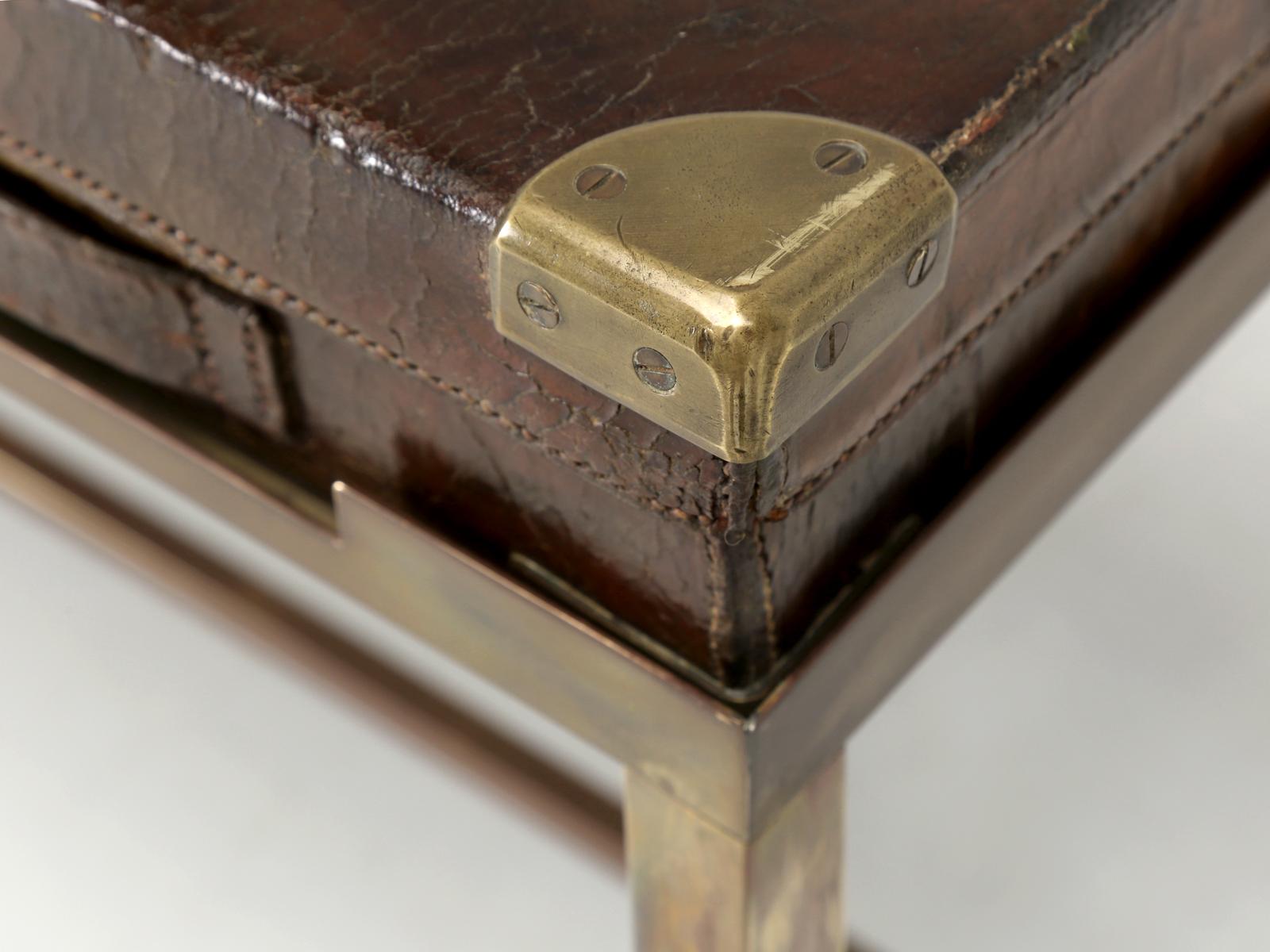 Antique William and Evans Leather Gun Case End Table with Brass Legs, c1900-1920 4