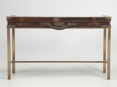 Antique William and Evans Leather Gun Case End Table with Brass Legs, c1900-1920